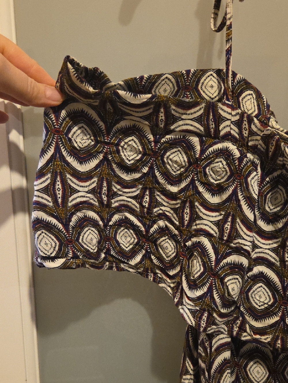 Mixed Print Sundress Trio - Blue Paisley, Olive, Geometric Ruffle - Picture 8 of 10
